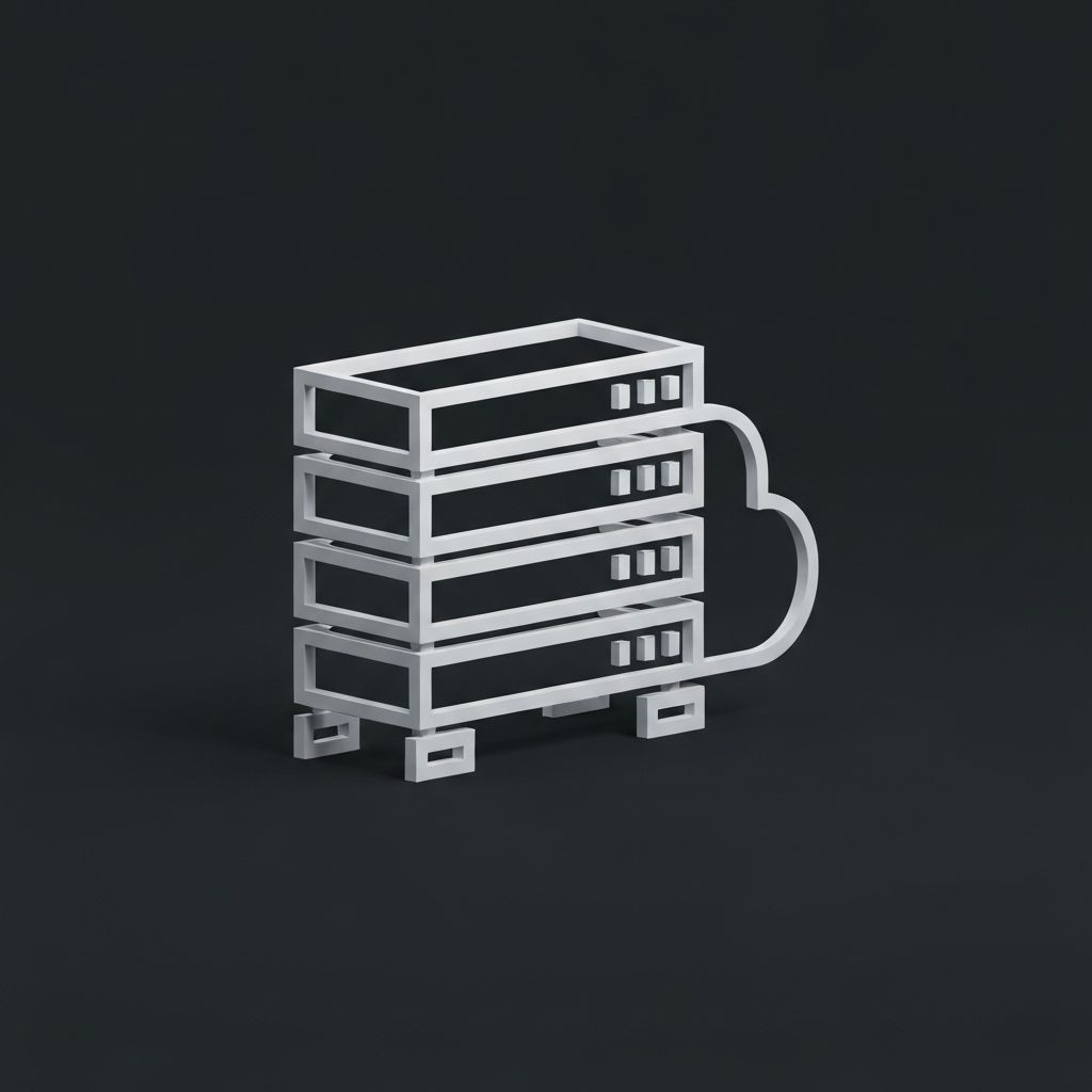 Cloud Server - Red hexagonal server icon representing reliable hosting and infrastructure